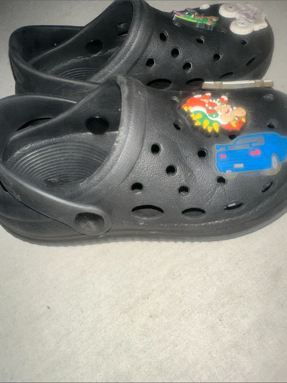 Kids OS Black Clog Shoes with Decorative Charms